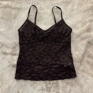 Aerie Dark Brown Lace Camisole Top